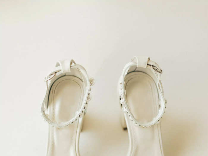 She bought her pearl-adorned heels from Etsy.