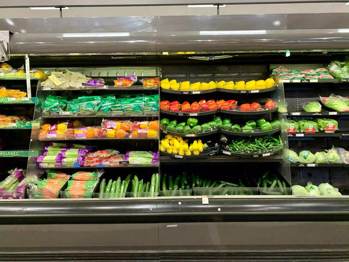 The rest of the grocery area looked mostly typical, with a wall of vegetables and salads.