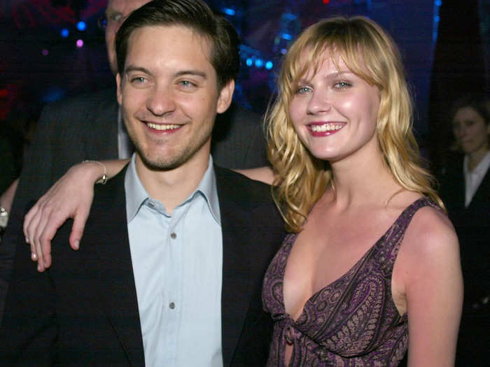 "Spider-Man" costars Tobey Maguire and Kirsten Dunst briefly dated while filming the first movie in Sam Raimi