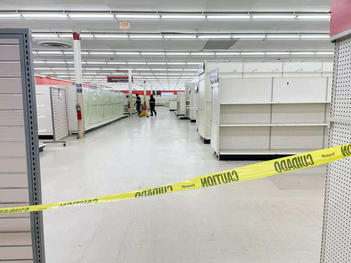 Chunks of the store had already been sectioned off with caution tape to stop any curious customers from going any further …