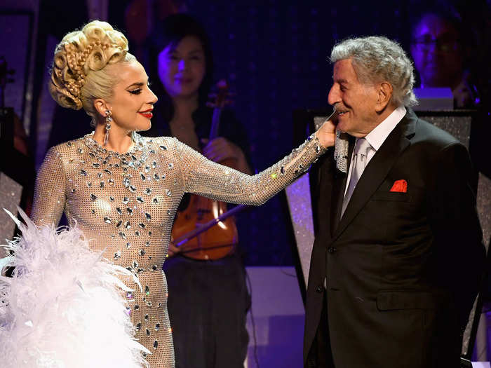 Lady Gaga, 36, and Tony Bennett, 95, have one of the largest age gaps in showbiz, with a whopping 59 years between them.