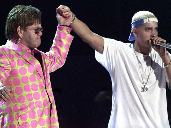 Sir Elton John, 75, became friends with Eminem, 49, after a controversial 2001 performance together.