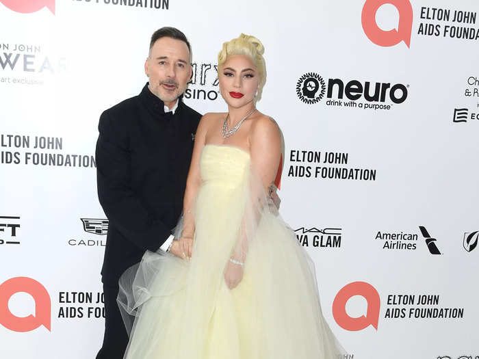 Lady Gaga wore a fluffy, buttery gown to Elton John