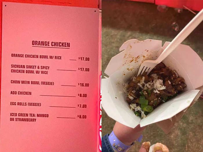 Another booth served Chinese food, including this orange-chicken bowl.