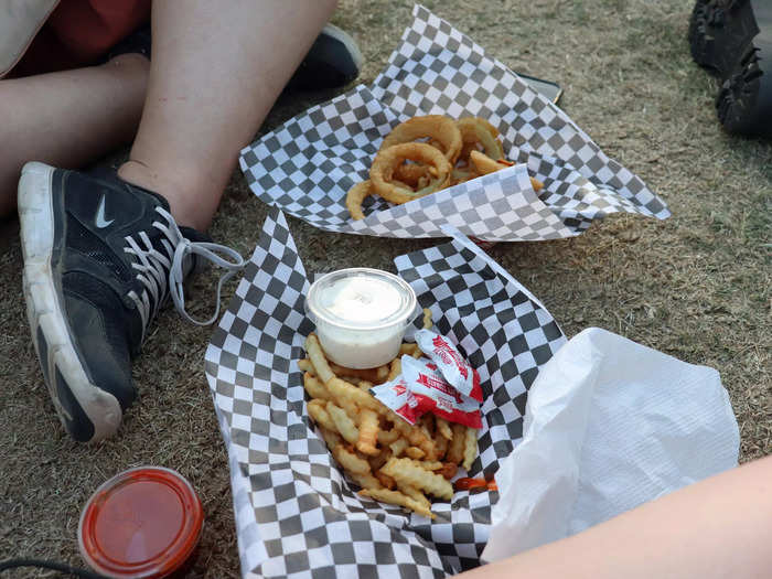 The available sides were $14 onion rings or $12 crinkle-cut fries.