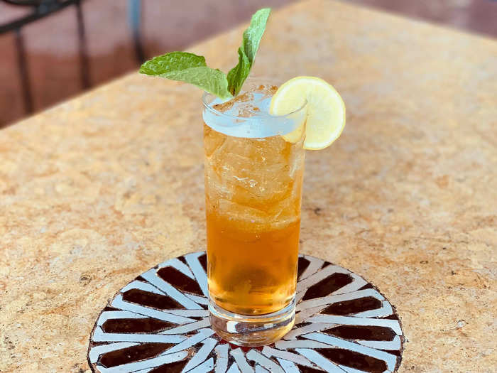 The iced mint tea with gin from Morocco is light and refreshing.