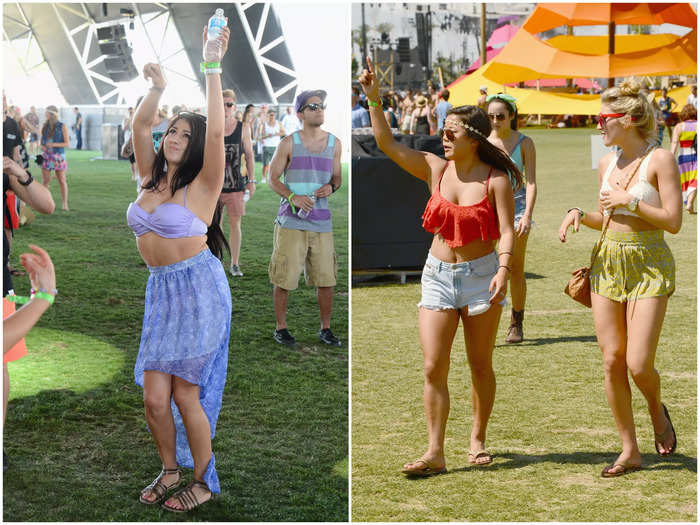 Cropped shirts, bralettes, and bikini tops made a splash at Coachella in 2013.