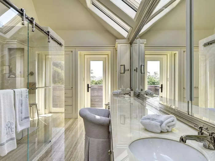 The master bathroom features marble countertops and floors, Davis said.