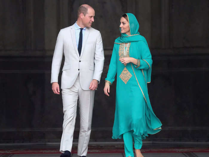 Another favorite couple photo is from their 2019 royal tour of Pakistan as they were leaving the Badshahi Mosque in Lahore.