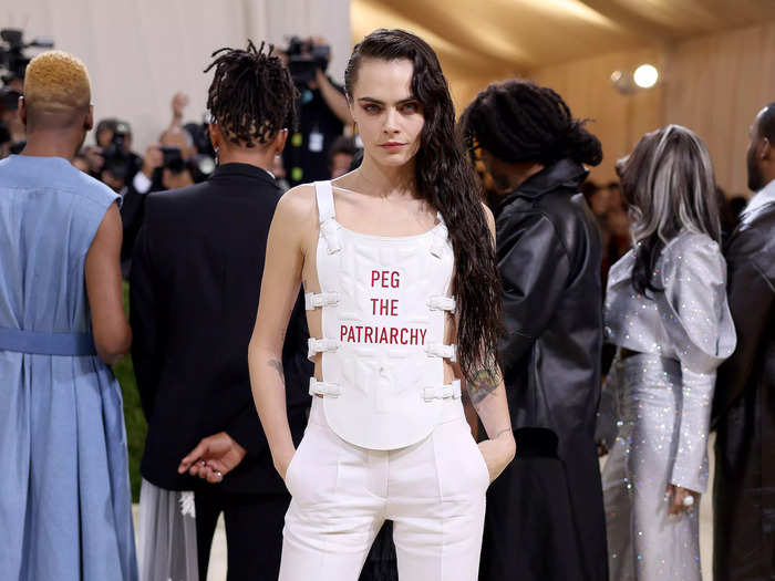 Cara Delevingne made a statement 2021 in a custom Maria Grazia for Dior look.