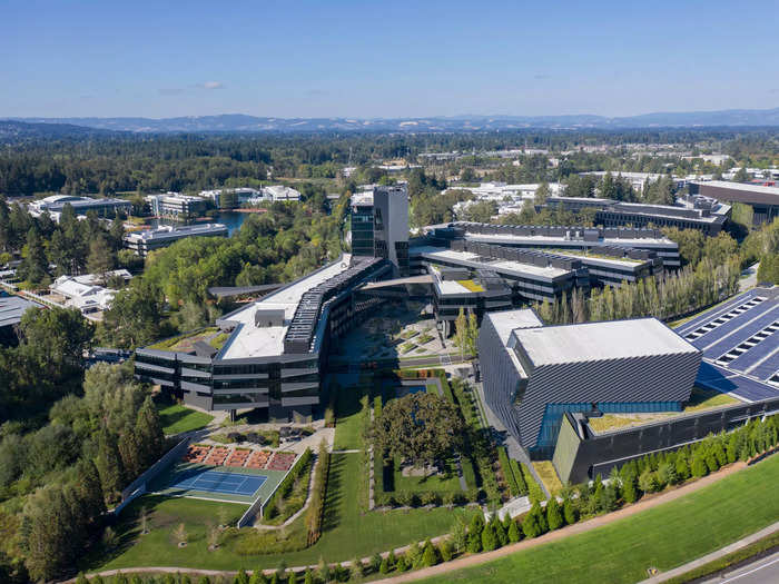 The structure is made up of the tall, central tower, with branches of the building spreading out from it like wings. The building is "inspired by Serena