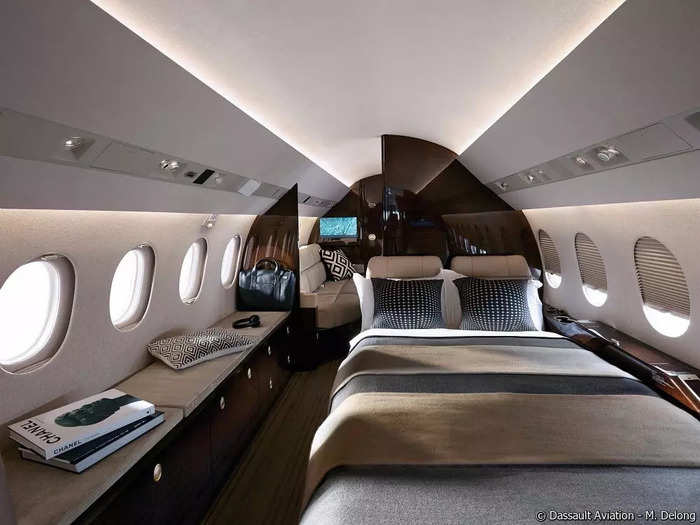 The rear end of the plane can be converted into a private stateroom, per Business Jet Traveler.