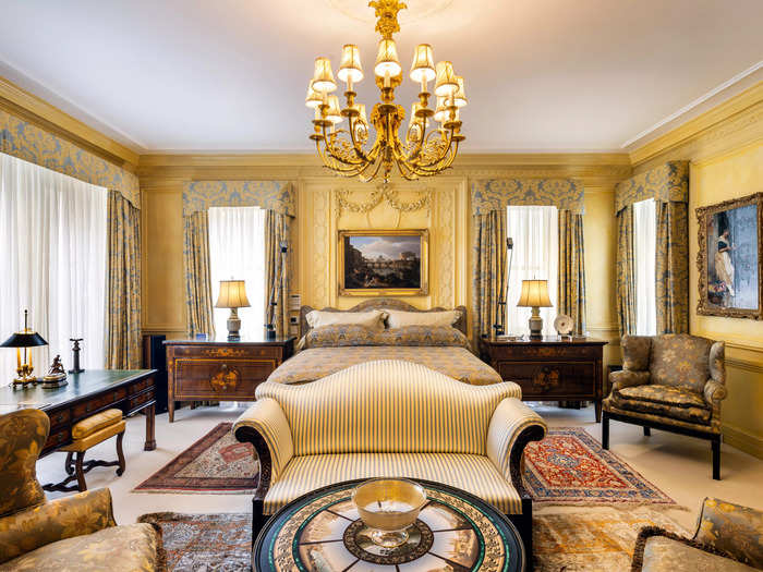 The sleeping quarters include nine palatial private bedrooms and three staff bedrooms.