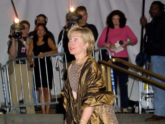 As a senator in 2001, Hillary Clinton opted for a leopard-print dress and bronze shawl.