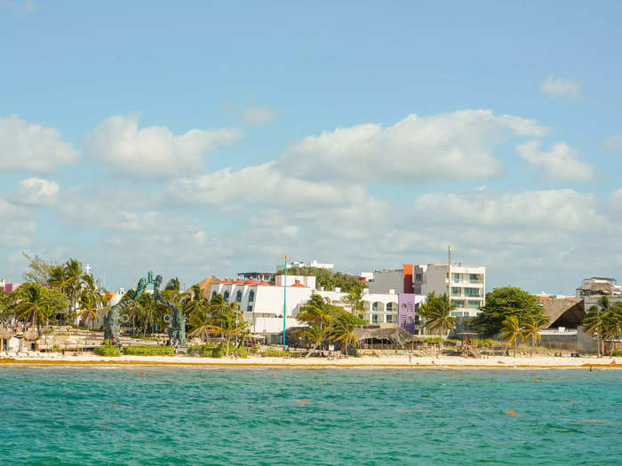 The ferry took us to Playa Del Carmen on the coast of mainland Mexico, and we took a bus to ancient Mayan ruins and the beach.