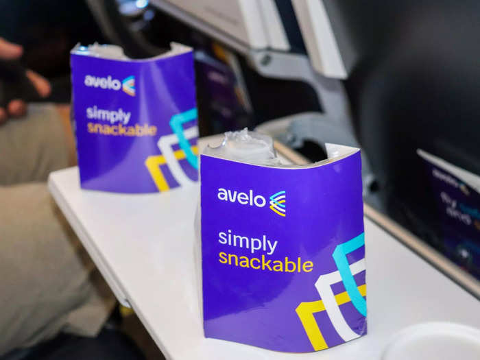 Avelo does not offer any buy-on-board snacks or beverages like Spirit, Allegiant, and Frontier do. Instead, water is provided for free and, on some routes, passengers will receive a complimentary cookie.