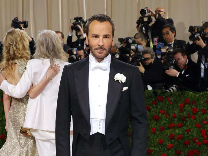 Designer Tom Ford walked the carpet in a classic tuxedo.