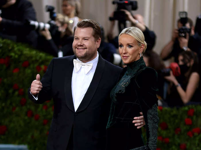 James Corden and Julia Carey chose classic red-carpet looks for the event.