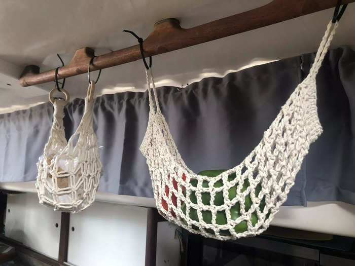 Hanging nets take advantage of otherwise unused air space.