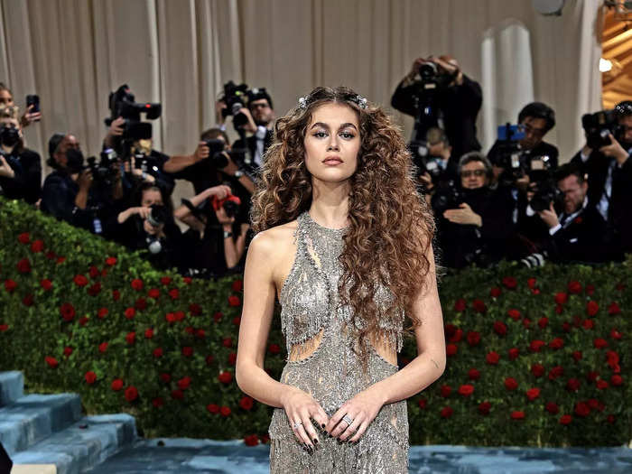 Kaia Gerber also went with the naked-dress trend for the red carpet.