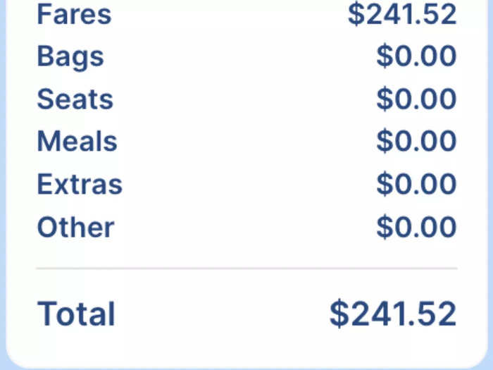 However, if I wanted to go with the most value-minded option with just an unassigned seat and a personal item, I could get the same roundtrip flight for $241.52.