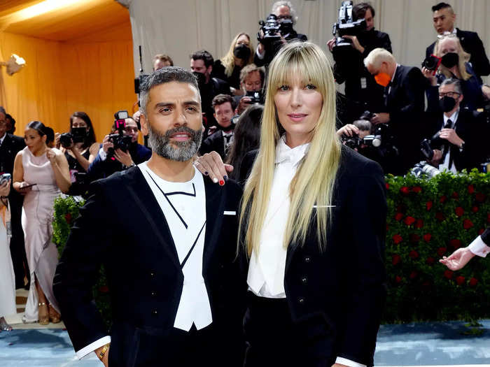 Oscar Isaac and his wife, Elvira Lind, purposely coordinated in Thom Browne suits for their first time at the gala together.