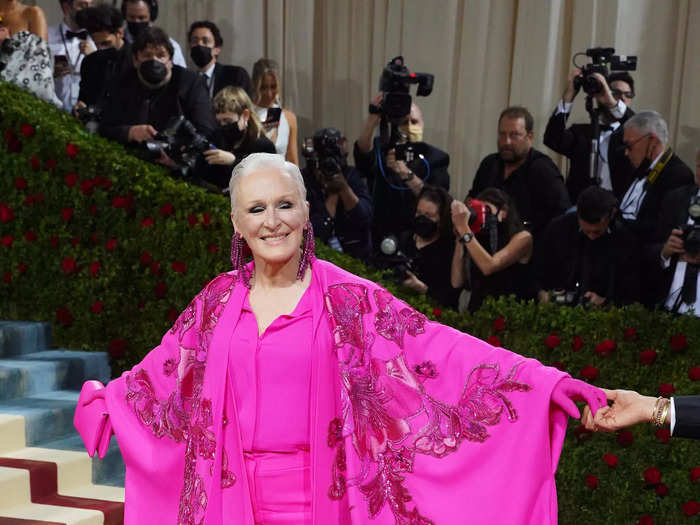 Glenn Close also went for a bold pink look that didn