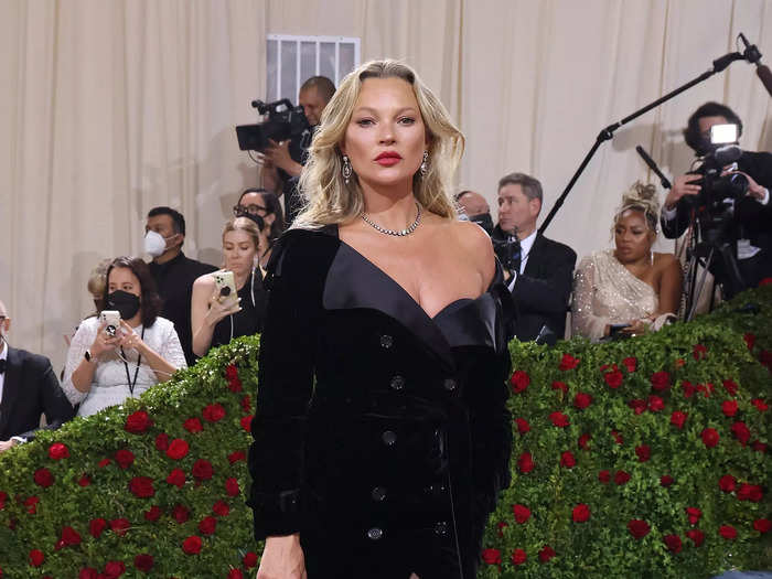 Kate Moss also put a spin on menswear with this black tuxedo dress.