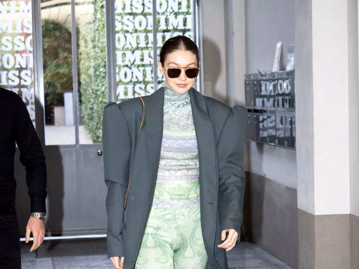 Hadid took Milan Fashion Week streetwear to another level in 2020 with an oversized coat.