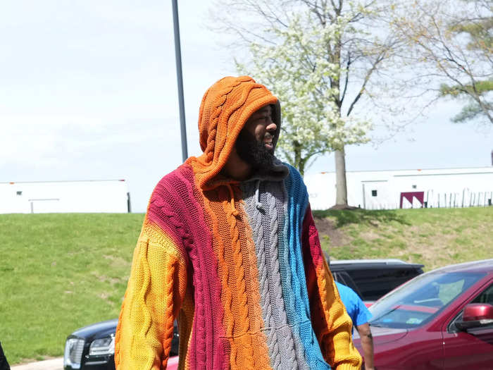 DeAndre Jordan of the Philadelphia 76ers looked cozy and colorful in these garbs.