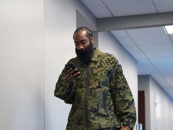 James Harden of the Philadelphia 76ers rocked a head-to-toe camo outfit.