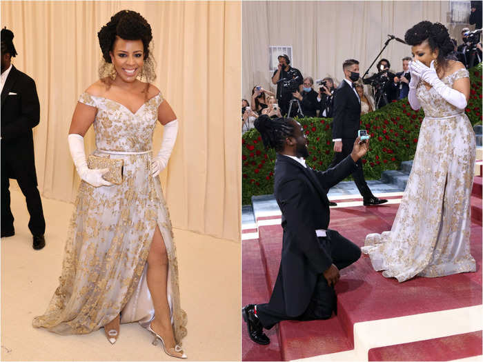 Laurie Cumbo looked like a bride — and effectively became one — when she was proposed to on the red carpet.