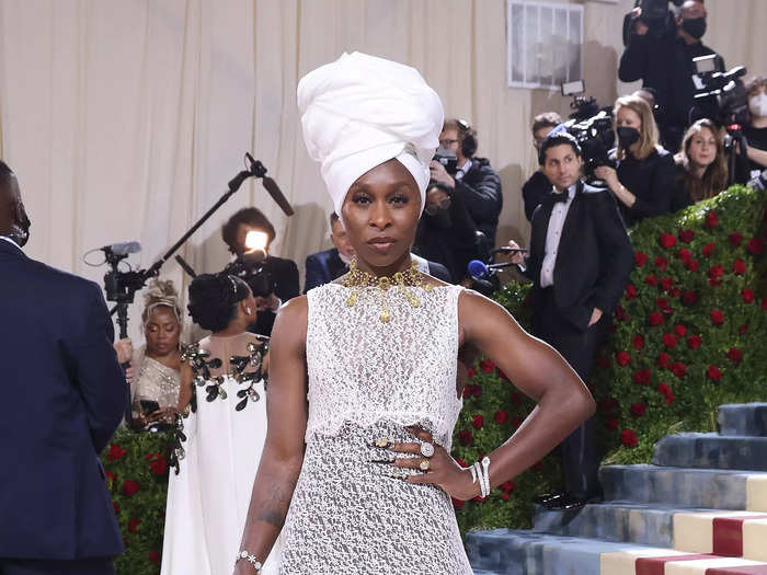 Cynthia Erivo was inspired by "immigrants and the Black women of the past" with this lacy look.