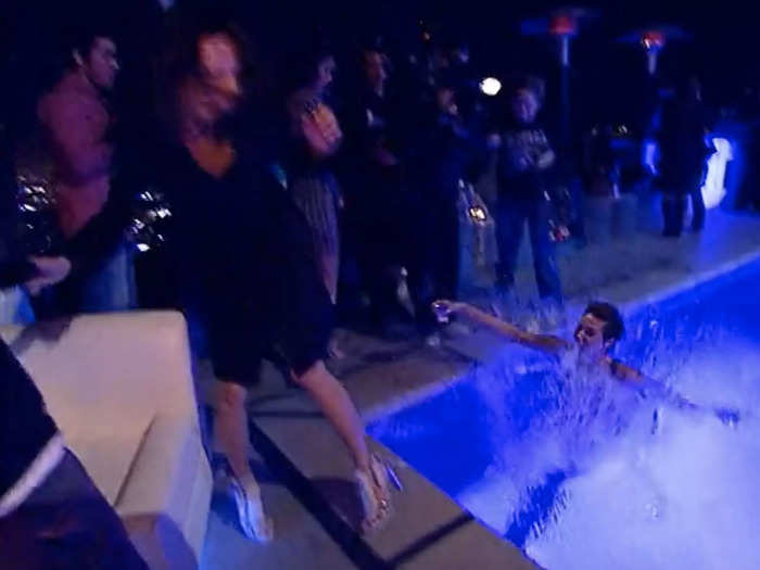 In one made-for-TV moment, rapper 50 Cent pushed Jael into a pool because she was annoying him at an event.