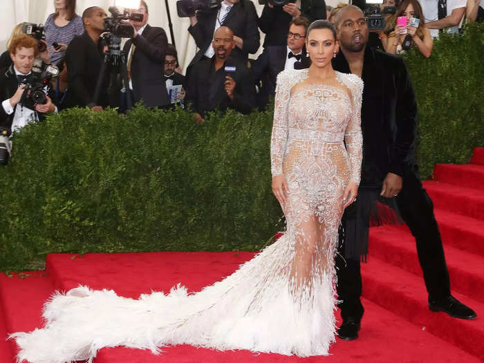 2015: Kardashian dared to bare in a Roberto Cavalli gown, but she was easily overshadowed by Beyoncé and Rihanna.