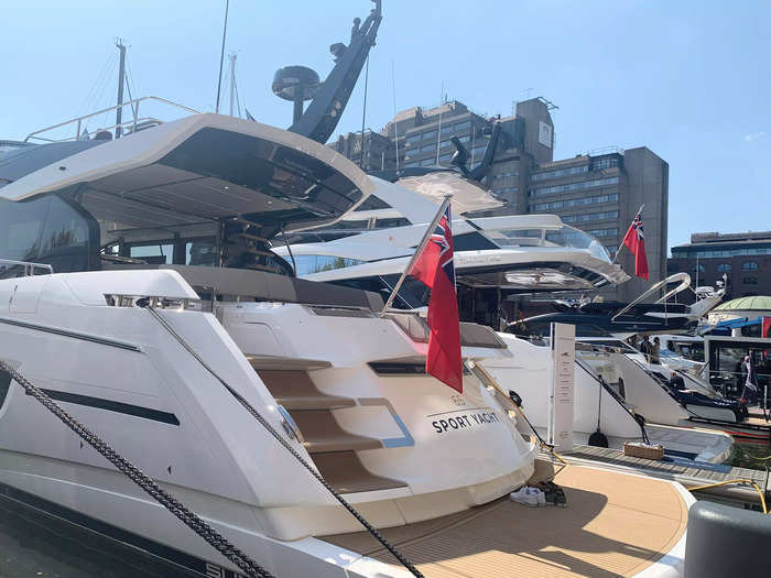 These Sunseeker yachts have space for "mini beach clubs" at their stern, and can sleep up to eight people in luxurious cabins. I took a look at the 65 Sport Yacht, the 74 Predator Yacht, and the 76 Yacht while they were docked in St. Katharine