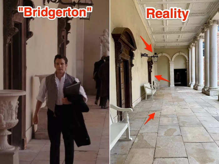 A scene where Benedict Bridgerton arrives at his art school was actually filmed alongside Hampton Court Palace