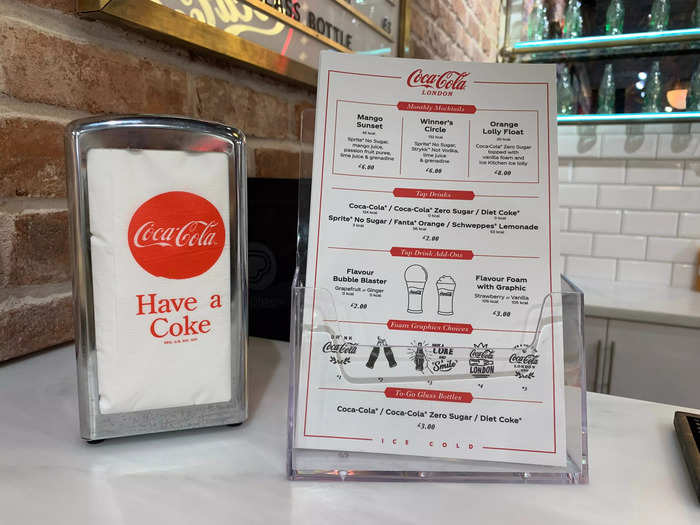 The bar served a menu of Coca-Cola based beverages ...