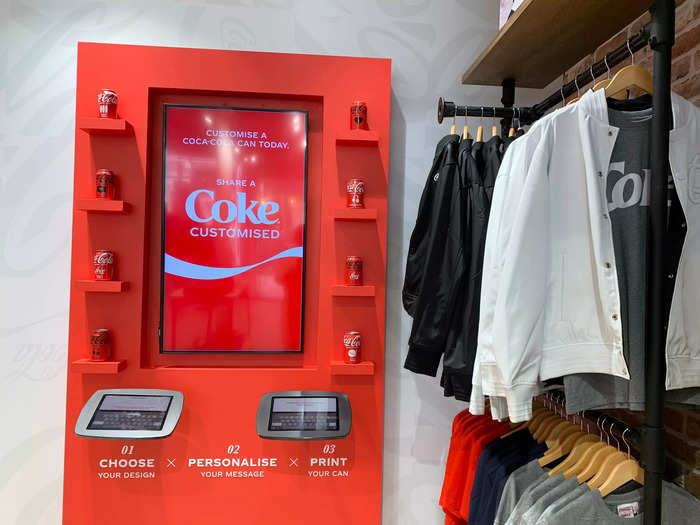 There is also a station where you can customize your own can of coke.