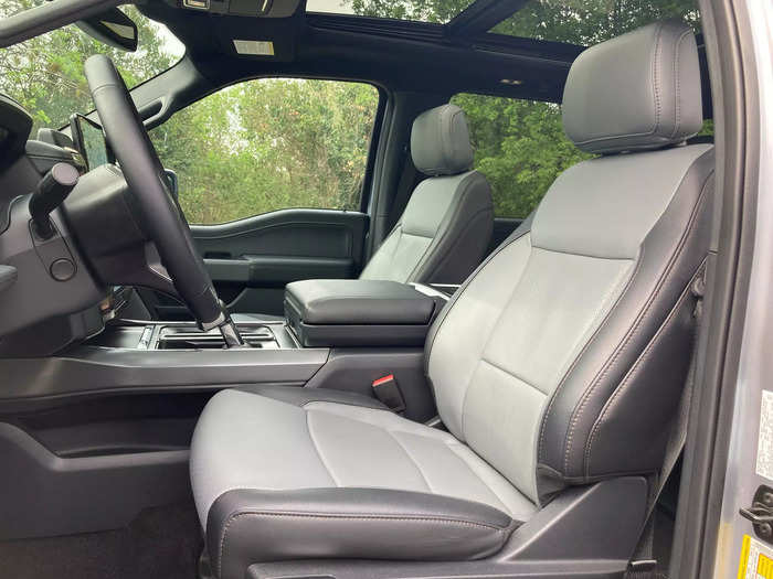 The Lariat has a leather-wrapped, heated steering wheel and plush leather seats. Front seats are heated and ventilated.