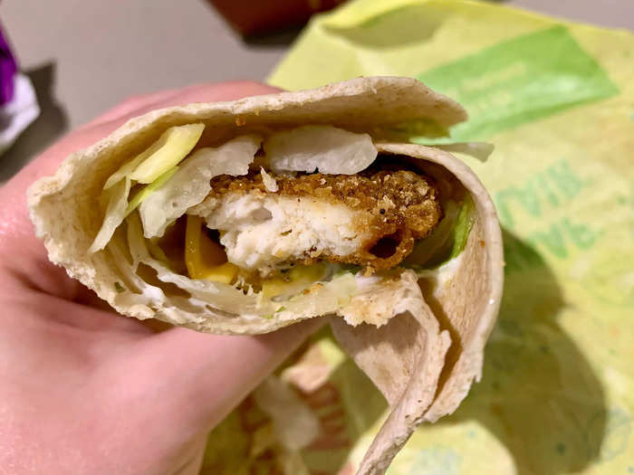 The wrap can come with crispy or grilled chicken, so I opted for crispy.