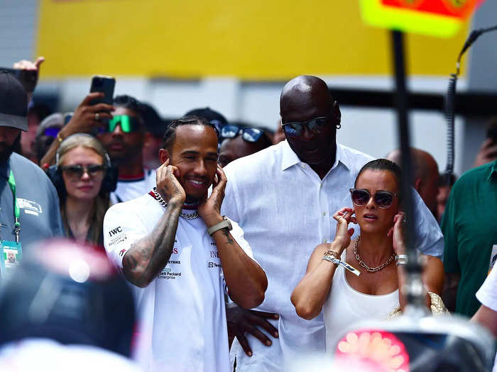 Michael Jordan checked in with Lewis Hamilton and the Mercedes garage ahead of the race.