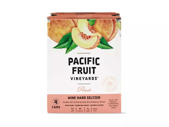 Sip on these Pacific Fruit Vineyards peach-flavored wine seltzers by the pool.