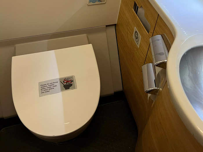 The bathroom was a lot smaller than the one on the flight before but was still nice.