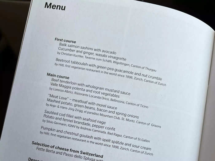 Before we departed, drinks were passed around and I was handed the in-flight menu so I could select my lunch.