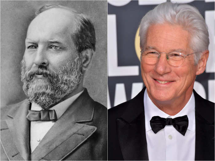 Former President James Garfield shares a likeness with his sixth cousin, four times removed, Richard Gere.