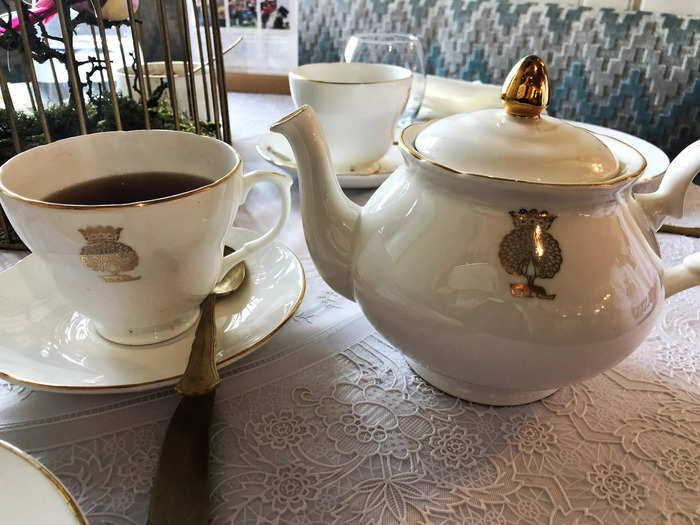 The tea arrived in bespoke teapots emblazoned with the Rutland family motif – a peacock.