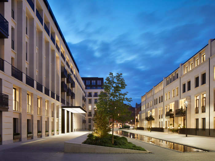 The masterplan for the redevelopment of the Chelsea Barracks site not only includes town houses, but also private apartments, a restaurant, and a public retail space. The restaurant is set to open this year, while the apartments are already 92% sold, according to a representative of the Chelsea Barracks development.