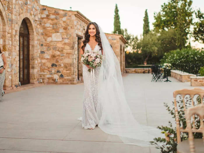 Jefferies wore a Galia Lahav gown to the wedding.