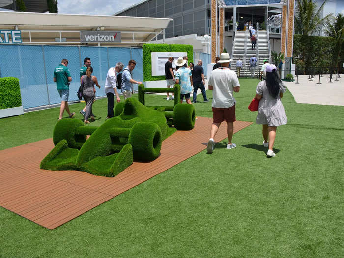 In the walk up to the paddock club, we were greeted by an F1 bush.